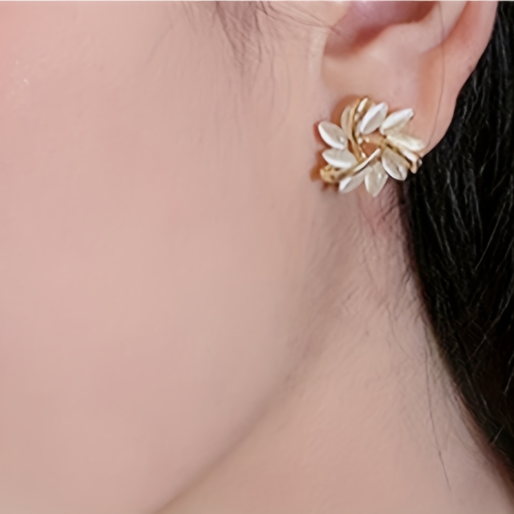 New! Opal Petal Stud Earrings: Delicate Blooms for a Fairytale Touch - Picture 3 of 6